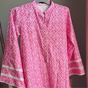 Pink Patterned 2 piece Dress and pants